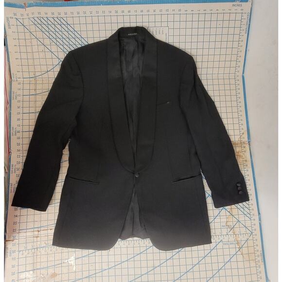 Vito Rufolo Vintage Black Satin Collar and‎ Button Tuxedo Blazer Jacket s44 - Picture 5 of 15